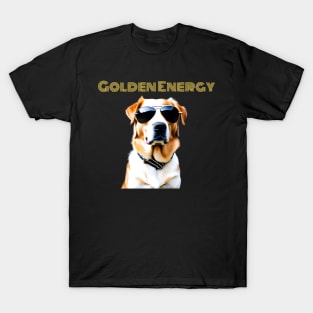 Retro Golden Energy-Golden Retriever in Sunglasses T-Shirt